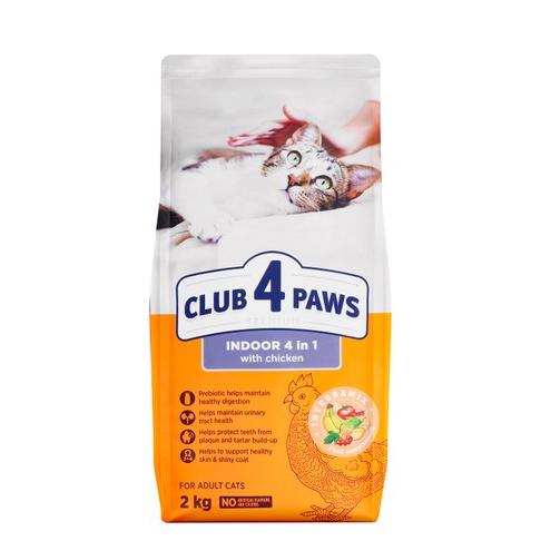 Club 4 Paws Indoor 4in1 Dry Food with Chicken for Adult Cats 2 KG