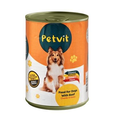 Petvit Wet Dog Food Chunks with Beef in Gravy 400 GR