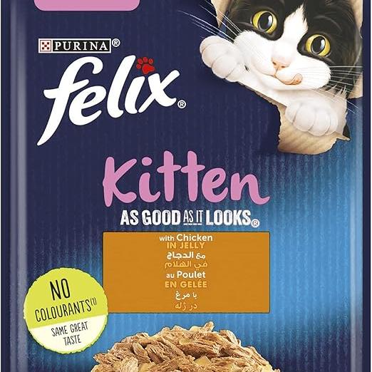 Purina Felix As Good As It Looks Wet Food with Chicken in Jelly for Kittens (2-12 Months) 85 GR