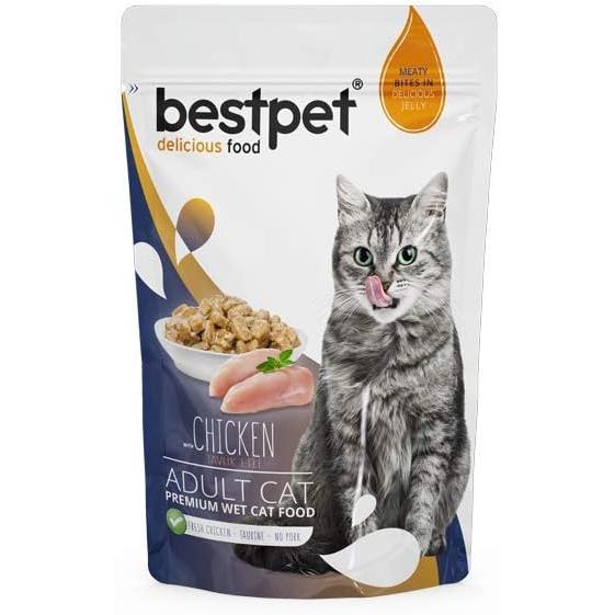 Bestpet Wet Food with Chicken in Jelly for Adult Cats 85 GR