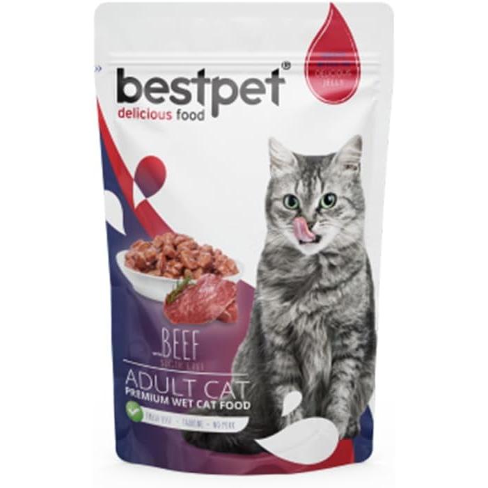 Bestpet Wet Food with Beef in Jelly for Adult Cats 85 GR