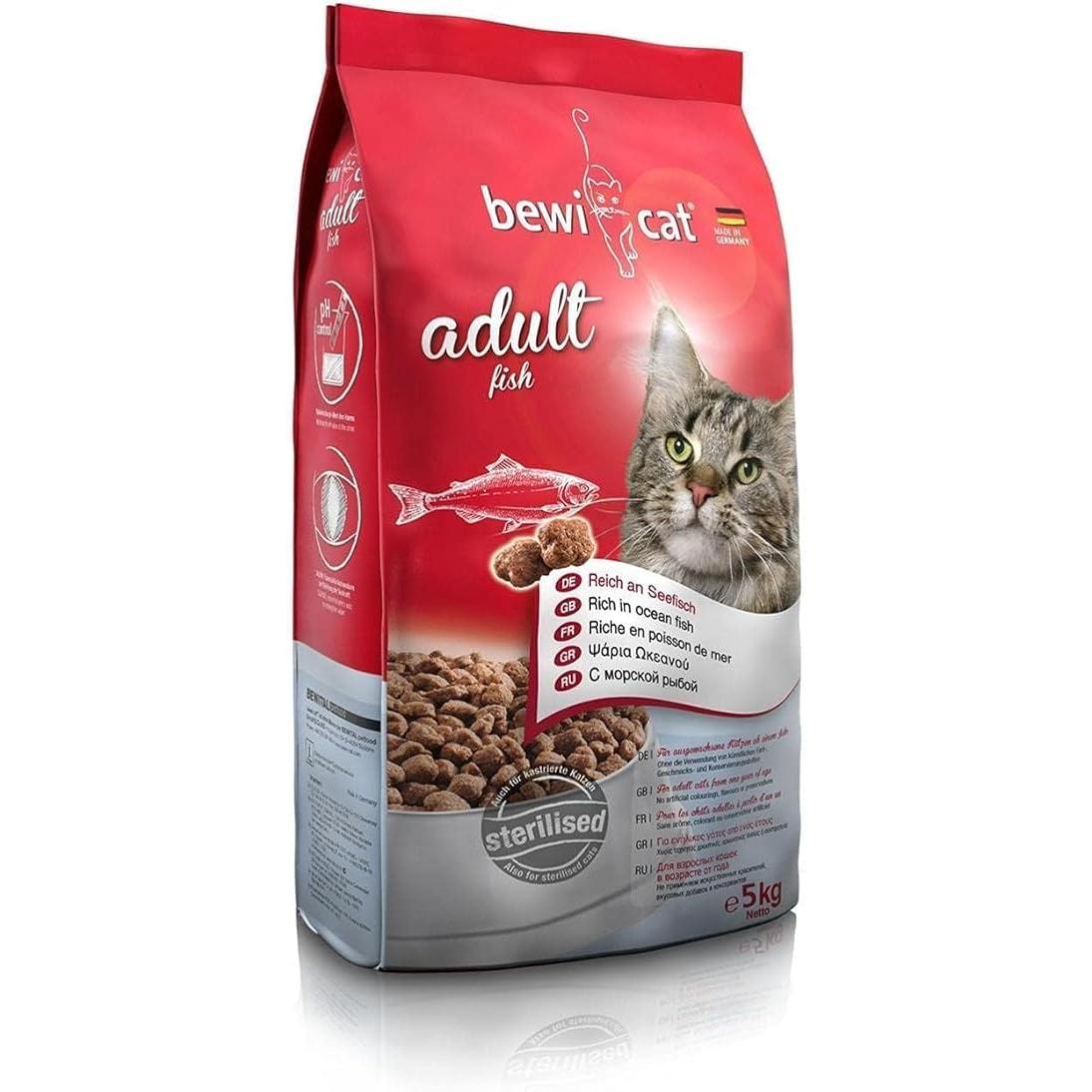 Bewi Cat Dry Food with Ocean Fish for Regular & Sterilized Adult Cats (1+ Years) 5 KG