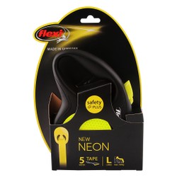 Flexi Neon Large Black 5m Retractable Tape Leash for Dogs (Up to 50kg) 1 PCS