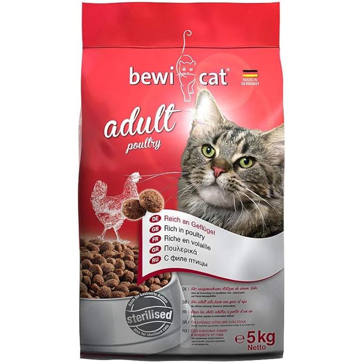 Bewi Cat Dry Food with Poultry for Regular & Sterilized Adult Cats (1+ Years) 5 KG