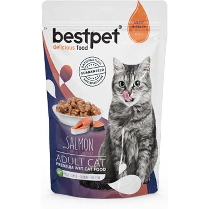 Bestpet Wet Food Bites with Salmon in Jelly for Adult Cats 85 GR