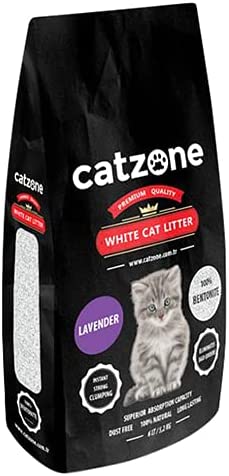 Catzone White Bentonite Clumping Cat Litter Lavender Scent 10 KG