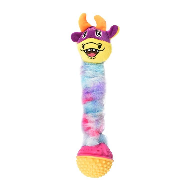 Soleil Multicolored Cow Head Shaped Dog Tug Toy with Ball
