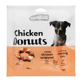 Wags Low Fat Donut Training Treat Wrapped with Chicken for Adult Dogs (1 Piece) 150 GR