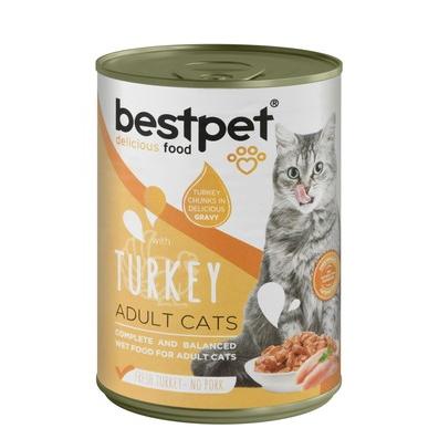 Bestpet Wet Food Chunks with Turkey in Gravy for Adult Cats 400 GR