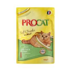 Procat Wet Food Chunks with Cod & Shrimps in Jelly for Adult Cats 100 GR