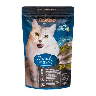 Leonardo Wet Food with Catnip & Trout for Adult Cats 85 GR