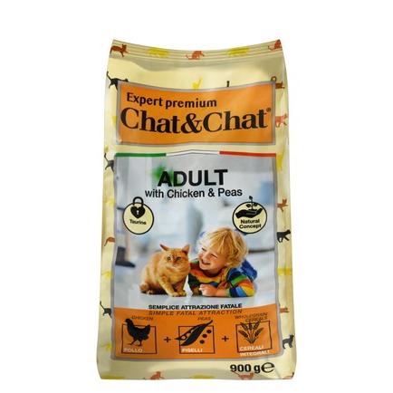 Chat&Chat Dry Food with Chicken & Peas for Adult Cats 900 GR