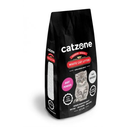 Catzone White Bentonite Clumping Cat Litter Baby Powder Scent 10 KG
