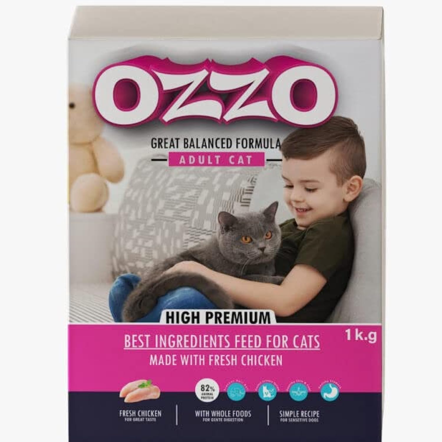 Ozzo Dry Food with Chicken for Sensitive Adult Cats 1 KG