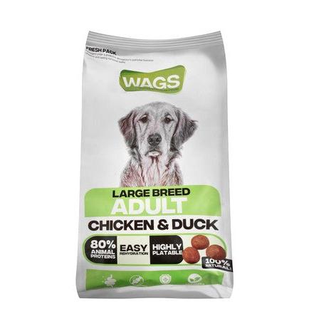 Wags Dry Food with Chicken & Duck for Large Breed Adult Dogs (15 Months to 5 Years & 25-44kg) 4 KG