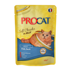 Procat Wet Food Chunks with Duck in Jelly for Adult Cats 100 GR