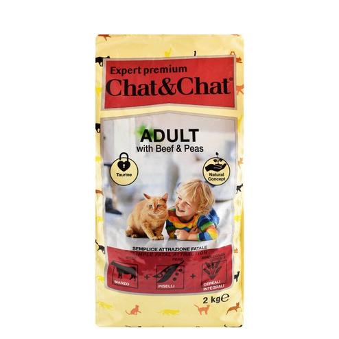 Chat&Chat Dry Food with Beef & Peas for Adult Cats 2 KG