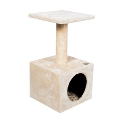 Duvo Plus Cream Cat Tree & Scratcher House (59.5x30x30cm) 1 PCS