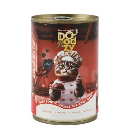 Doodzy Wet Food Chunks with Beef & Bonito for Adult Cats 400G