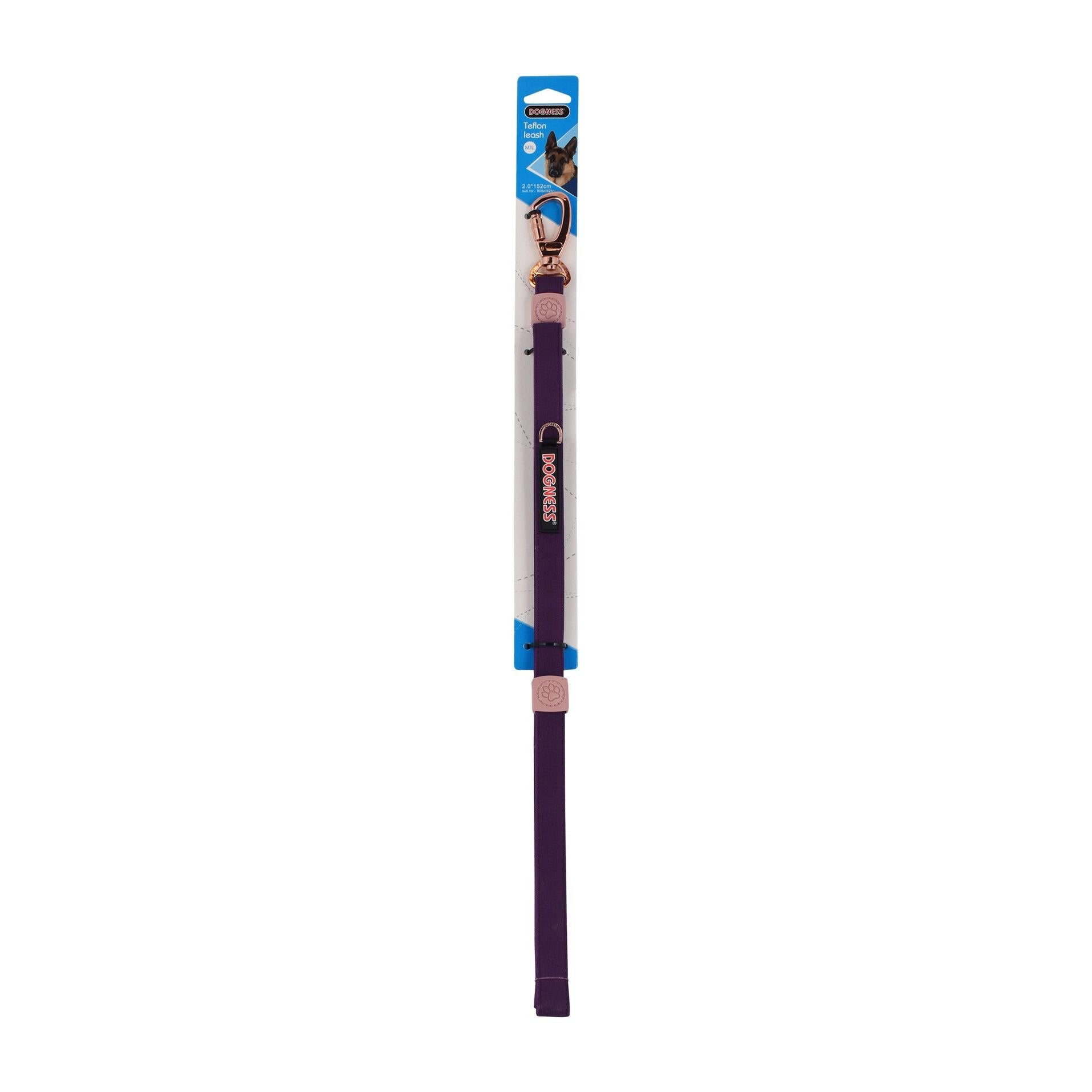 Dogness Medium to Large Purple Reflective Teflon Leash (152x2cm) for Dogs (Up to 42kg) 1 PCS