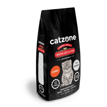 Catzone White Bentonite Clumping Cat Litter Orange Scent 10 KG