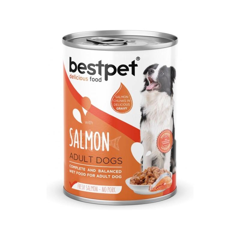 Bestpet Wet Food Chunks with Salmon in Gravy for Adult Dogs 400 GR