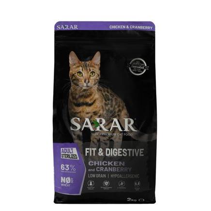Sarar Hypoallergenic Fit & Digestive Dry Food with Chicken & Cranberry for Sterilized Adult Cats 2K