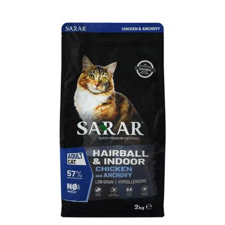 Sarar Hypoallergenic Hairball Control Dry Food with Chicken & Anchovy for Long Hair & Indoor Adult Cats 2K